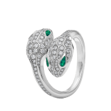 Anello "Serpenti Seduttori" con doppia testa in oro bianco 18 kt con pavé di diamanti e occhi con smeraldi. AN859006 image 1