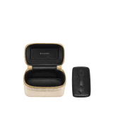 Serpenti Forever mini jewellery box bag in light gold Molten karung skin. Captivating snakehead zip pulls and light gold-plated brass chain embellishment. SEA-NANOJWLRYBOX image 4
