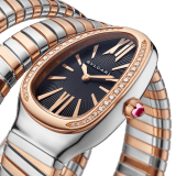 Serpenti Tubogas double spiral watch with stainless steel case, 18 kt rose gold bezel set with brilliant cut diamonds, black opaline dial, 18 kt rose gold and stainless steel bracelet. 102099 image 2