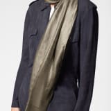 Lettere Maxi Metal stole in fine gold and black silk wool. LETTEREMAXIMETALb image 1
