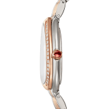 Serpenti Seduttori watch with stainless steel case, 18 kt rose gold bezel set with 38 round brilliant-cut diamonds, black lacquered dial, stainless steel and 18 kt rose gold bracelet with folding buckle. Water-resistant up to 30 metres 103951 image 3