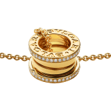 B.zero1 necklace with 18 kt yellow gold chain and 18 kt yellow gold round pendant set with pavé diamonds on the edges. 350055 image 5
