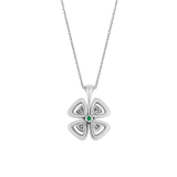 Fiorever Halskette mit Anhänger aus 18 Karat Weißgold mit einem zentralen Smaragd im Brillantschliff (0,30 Karat) und Diamant-Pavé (0,31 Karat) 358427 image 4