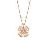 Fiorever 18 kt rose gold necklace set with a central round brilliant-cut diamond and pavé diamonds. 357218 image 1