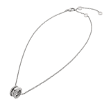 B.zero1 necklace with 18 kt white gold chain and 18 kt white gold round pendant set with pavé diamonds on the edges. 350054 image 2