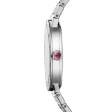 BULGARI BULGARI watch featuring a stainless steel case and bezel engraved with double logo, polished and satin-brushed stainless steel bracelet and pink lacquered dial. Water-resistant up to 30 metres. Limited edition of 350 pieces. 103711 image 3