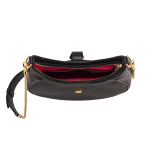 Serpenti Ellipse medium shoulder bag in Urban grain and smooth Niagara sapphire blue calf leather with cloud topaz blue grosgrain lining. Captivating snakehead closure in gold-plated brass embellished with black onyx scales and red enamel eyes. 1190-UCL image 7