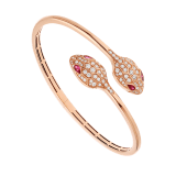 Serpenti Armband aus 18 Karat Roségold mit Augen aus Rubellit und Diamant-Pavé BR858550 image 1