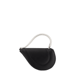 Serpenti Cuoricino mini top handle bag in magenta satin with magenta nappa leather lining. Captivating snake body-shaped top handle in light gold-plated brass embellished with engraved scales; press-button closure. SRN-001-1366XS image 2