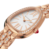 Serpenti Seduttori watch with 18 kt rose gold case and bracelet both set with diamonds, and white dial 103275 image 2