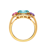 Allegra 18 kt yellow gold ring set with an aquamarine, an amethyst, a pink tourmaline and pavé diamonds AN860115 image 2