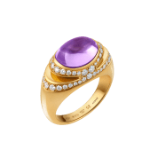 Bvlgari Cabochon 18 kt yellow gold ring set with a cabochon-cut amethyst and demi-pavé diamonds AN860774 image 2
