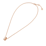 Serpenti Viper 18 kt rose gold necklace set with mother of pearl elements and pavé diamonds on the pendant. 357095 image 2