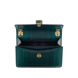 Serpenti Forever Day-to-Night small shoulder bag in light amethyst pure karung with light amethyst nappa leather lining. Captivating snakehead magnetic closure in gold-plated brass embellished with light amethyst enamel and gold-plated brass scales, and black onyx eyes. SEA-001-1281S-KAR image 3