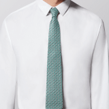 Magic Unicorn seven-fold tie in fine, printed green saglione silk. MAGICUNICORN image 1