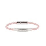 BULGARI BULGARI bracelet in crystal rose calf leather. Silver plate in the middle engraved with iconic BULGARI logo, and silver clasp. LOGOPLATEW-WCL-CR image 1