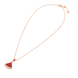 DIVAS' DREAM 18 kt rose gold pendant necklace with chain set with red carnelian elements, a round brilliant-cut diamond and pavé diamonds 356437 image 2