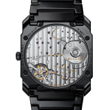 Octo Finissimo watch in sandblasted polished black ceramic with extra-thin mechanical manufacture movement, automatic winding, platinum microrotor, small seconds, transparent case back and sandblasted black ceramic dial. Water-resistant up to 30 meters 103368 image 4