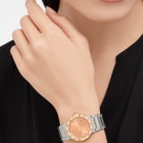 BULGARI BULGARI watch with satin-polished stainless steel case and bracelet, 18 kt rose gold bezel engraved with the double BULGARI logo, orange lacquered sunray dial and 12 diamond indexes. Water-resistant up to 30 meters. Resort Limited Edition of 100 pieces. 103682 image 3