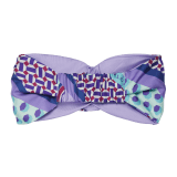 Sun double-faced headband in fine, printed sheer amethyst purple silk twill. SUNHEADBAND image 2