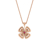 Fiorever 18 kt rose gold pendant necklace set with a central brilliant-cut ruby (0.35 ct) and pavé diamonds (0.31 ct) 358428 image 4
