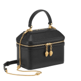 Serpenti Forever jewelry box bag in ivory opal Urban grain calf leather with black nappa leather lining. Captivating snakehead zip pullers and chain strap decors in light gold-plated brass. 1177-UCL image 2