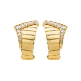 Bvlgari Tubogas asymmetric 18 kt yellow gold hoop earrings set with demi pavé diamonds 362521 image 1