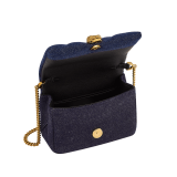 Serpenti Cabochon micro bag in ivory opal calf leather with a maxi matelassé pattern and black nappa leather lining. Captivating snakehead closure in gold-plated brass embellished with red enamel eyes. SCB-NANOCABOCHONa image 2