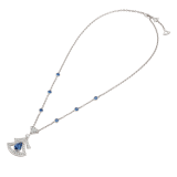 DIVAS' DREAM 18 kt white gold openwork necklace set with a pear-shaped sapphire, round brilliant-cut sapphires, a round brilliant-cut diamond and pavé diamonds. 357325 image 2