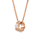 Serpenti Viper 18 kt rose gold necklace set with mother of pearl elements and pavé diamonds on the pendant. 357095 image 1