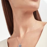 Fiorever 18 kt white gold pendant necklace set with a central brilliant-cut sapphire (0.43 ct) and pavé diamonds (0.31 ct) 358426 image 1