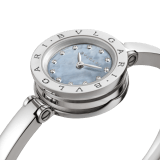 B.zero1 watch with stainless steel case, blue mother-of-pearl dial set with diamond indexes, stainless steel bangle. Small size. B01watch-white-white-dial2 image 1