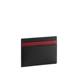 BULGARI BULGARI men's card holder in black grain calf leather with ruby red grain calf leather detail. Iconic palladium-plated brass décor. 291626 image 2