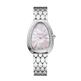 Lunar New Year Special Edition. Serpenti Seduttori watch in polished stainless steel with diamond-set bezel and pink mother-of-pearl dial. Water-resistant up to 30 metres. 104218 image 1