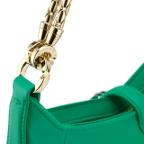 Serpenti Baia small shoulder bag in vivid emerald green Metropolitan calf leather with black nappa leather lining. Captivating snakehead magnetic closure in light gold-plated brass embellished with bright forest emerald green enamel and light gold-plated brass scales, and black onyx eyes; additional zipped top closure. SEA-1274 image 7