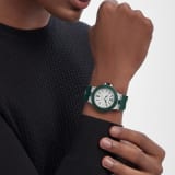 Bvlgari Aluminium Match Point Edition watch with mechanical manufacture movement, automatic winding, 40 mm aluminum case, dark green rubber bezel and bracelet, and white dial. Water-resistant up to 100 meters. Special Edition limited to 800 pieces. 103854 image 1