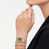 Serpenti Spiga double-spiral watch with 18 kt rose gold case set with diamonds, malachite dial and 18 kt rose gold bracelet partially set with brilliant-cut diamonds. Water-resistant up to 30 metres. Small size SERPENTI-SPIGA-2T image 4