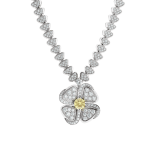 Fiorever 18 kt white gold necklace set with one central yellow diamond (0.50 ct) and pavé diamonds 357797 image 1