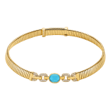 Bvlgari Tubogas 18 kt yellow gold necklace set with a central blue topaz and pavé diamonds. One size with adjustable fastening. 361996 image 1