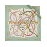 Serpenti 75 scarf in fine white agate printed silk twill with a Bvlgari Bvlgari metal pendant. Made of 100% silk twill. SERPENTI75-SC image 1