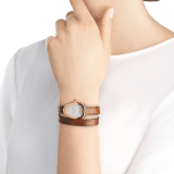Serpenti watch with 18 kt rose gold case, white mother-of-pearl dial and interchangeable double spiral bracelet in brown karung leather 102919 image 3