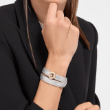 Bvlgari Bvlgari turnlock bracelet in silver striated calf leather with iconic light gold-plated brass twist clasp closure. BB-TURNLOCK image 1