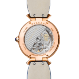 DIVAS' DREAM watch with 18 kt rose gold case set with brilliant-cut diamonds, mother-of-pearl dial with hand-painted peacock set with diamonds and dark blue alligator bracelet 102741 image 4