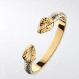 "Serpenti Forever" bangle bracelet in light gold "Molten" karung skin. New contraire Serpenti head décor in gold plated brass, finished with seductive red enamel eyes. SPContr-MoltK-LG image 4