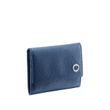 Coin and credit card holder in denim sapphire grain calf leather with brass palladium plated BVLGARI BVLGARI motif. BBM-COIN-CC-HOLDER image 1