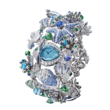 Giardino Marino Piccolo High Jewellery watch with mechanical manufacture micro-movement with manual winding, 18 kt white gold case and bracelet set with diamonds, emeralds, sapphires, Paraiba tourmalines, tanzanites, green tourmalines, tsavorites, topazes, peridots, rock crystals and see-through topaz dial 103875 image 3