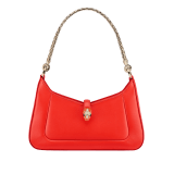 Serpenti Baia small shoulder bag in vivid emerald green Metropolitan calf leather with black nappa leather lining. Captivating snakehead magnetic closure in light gold-plated brass embellished with bright forest emerald green enamel and light gold-plated brass scales, and black onyx eyes; additional zipped top closure. SEA-1274 image 1