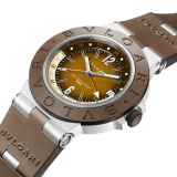 Bvlgari Aluminium GMT x Fender® watch with mechanical movement, automatic winding, GMT 24h function, 40 mm aluminium case, brown rubber bezel and bracelet, and brown and cream gradient dial. Limited Edition of 1.200 pieces 104117 image 2