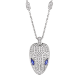 Serpenti necklace in 18 kt white gold set with blue sapphire eyes and pavé diamonds on both the chain and pendant 353529 image 1