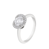 Incontro d'Amore platinum ring set with a round brilliant-cut diamond and a halo of pavé diamonds. 355409 image 1